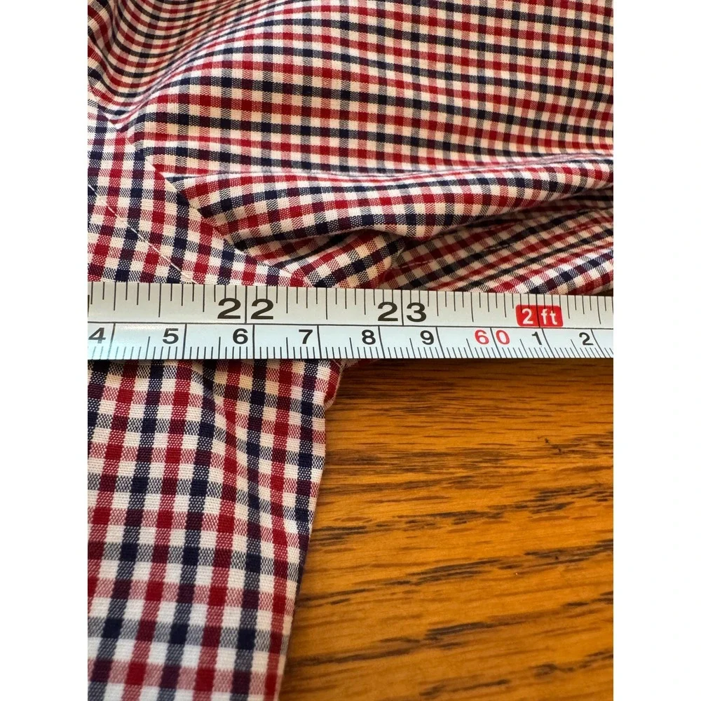 J.Crew Mens Slim Fit Flex Wrinkle Free Gingham Button Down Shirt Red Blue Large